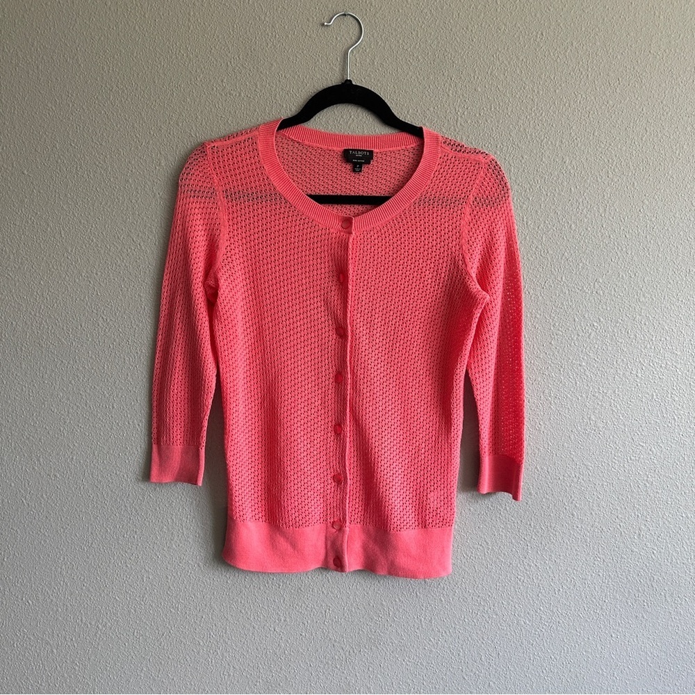 Talbots Pima Cotton Pink Lightweight Cardigan Sweater P